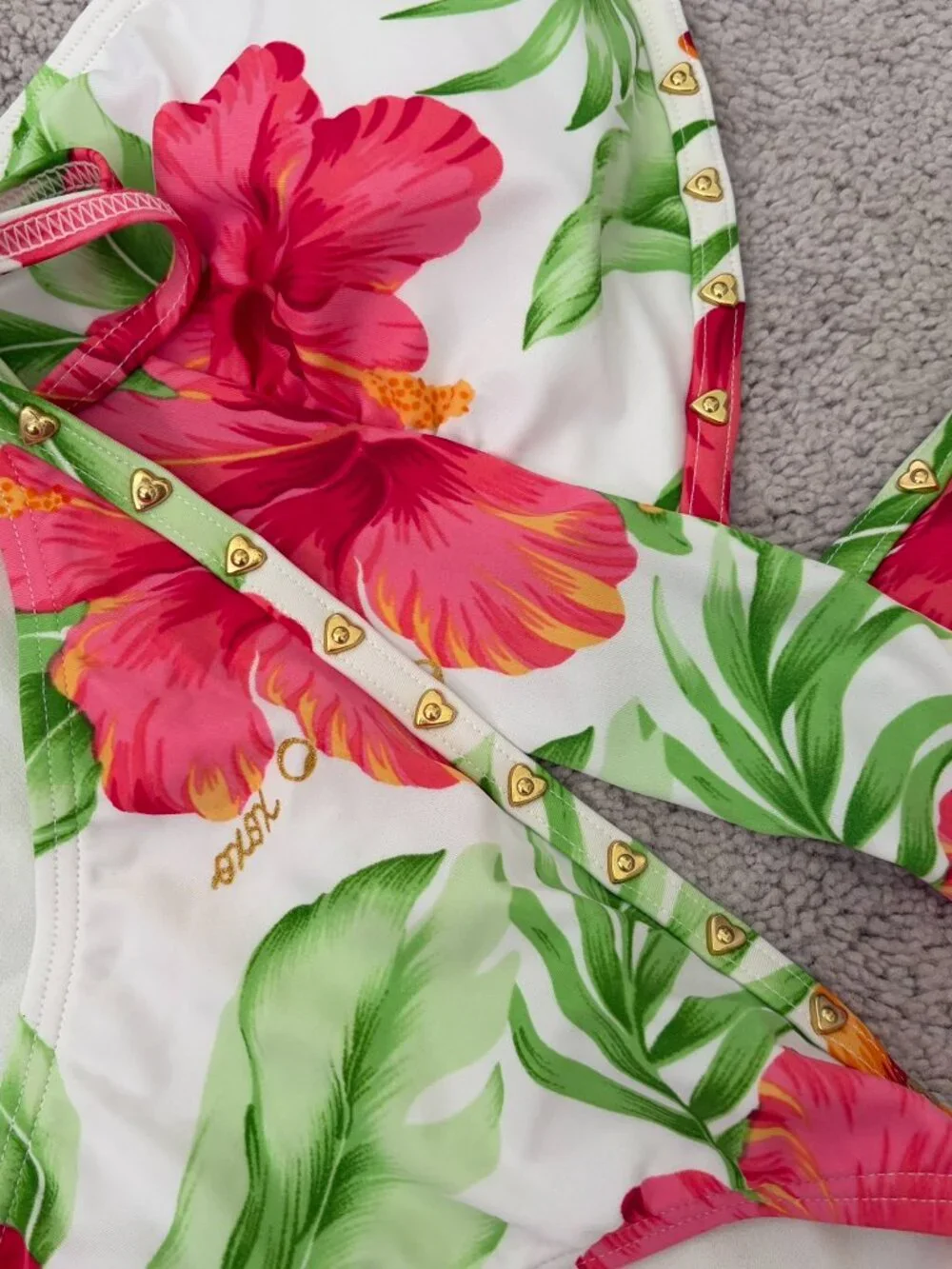 XOXO cute pink & white floral print matching bikini set